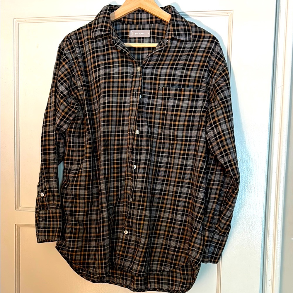 Everlane Black and Brown Casual Button Down Shirt